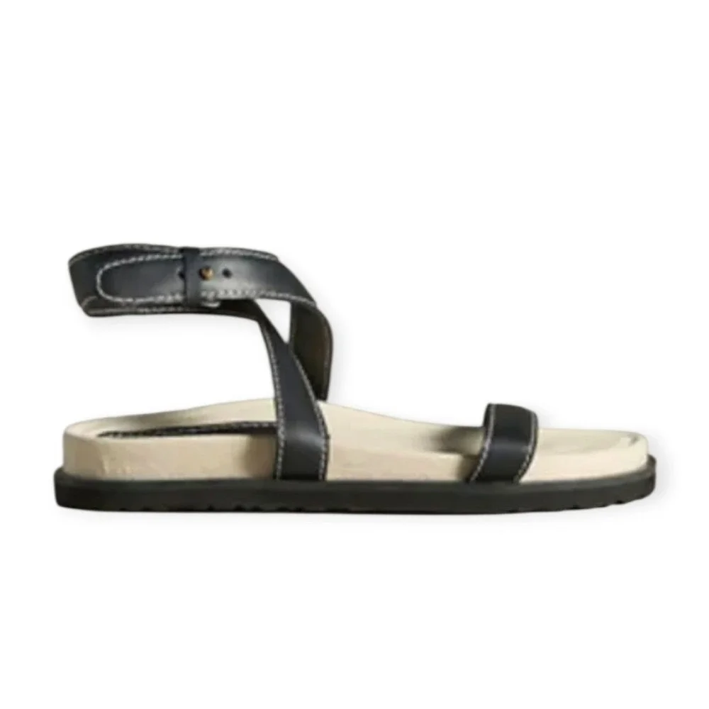 MATISSE Naomi Sandals Black Leather Ankle‎ Strap Women Sz 9 Strappy Minimalist